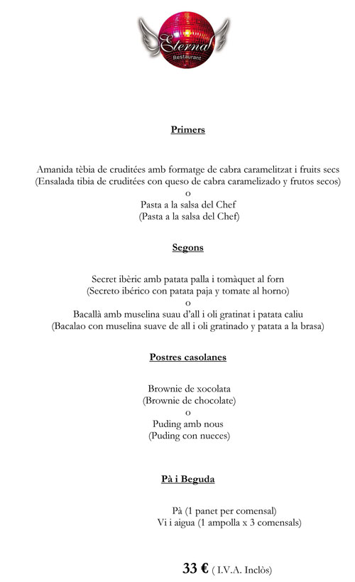 Menú noches, Barcelona Restaurante